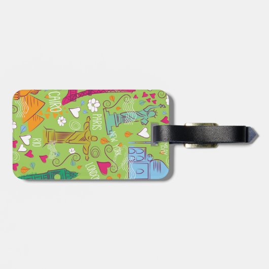 vintage Travel locatiepatroon Bagagelabel (Achterkant horizontaal)