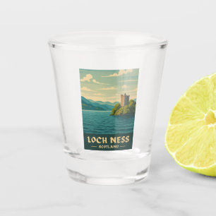 Vintage Travel Loch Ness Scotland Retro Schilderac Shot Glas