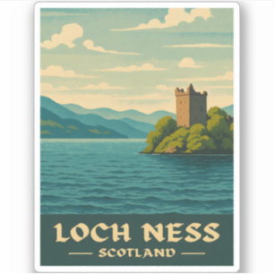 Vintage Travel Loch Ness Scotland Retro Schilderac Sticker