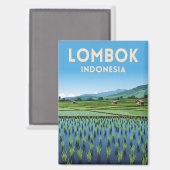 Vintage Travel Lombok Indonesia Retro Scenic Magneet (Voorkant / Achterkant)