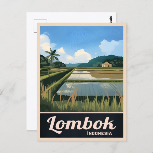 Vintage Travel Lombok Indonesië Landschap Briefkaart (Voorkant / Achterkant)