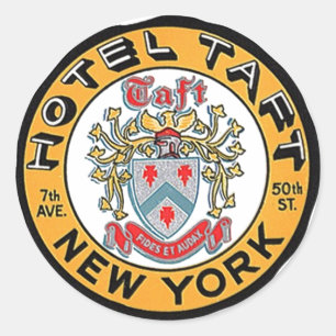 Vintage Travel Luggable Stickers NYC NY Hotel Taft