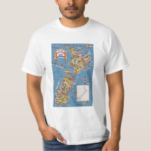 Vintage Travel Map of New Zealand T-shirt