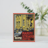 Vintage Travel, Marini Strand Hotel, Rome, Italië Briefkaart (Staand voorkant)