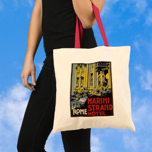 Vintage Travel, Marini Strand Hotel, Rome, Italië Tote Bag