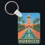 Vintage Travel Marokko Noord-Afrika Retro Graphic Sleutelhanger<br><div class="desc">Ervaar de tijdloze allure van Marokko met deze unieke,  op retro-reizen geïnspireerde sleutelhanger. Dit ontwerp is doordrenkt met nostalgische vibes en  charme en toont Marokko's rijke erfgoed,  levendige kleuren en exotisch landschap in een retro-minimalistische stijl die de middeleeuwse esthetiek combineert met een eigentijdse twist.</div>