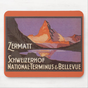 Vintage Travel, Matterhorn Mountain in Zwitserland Muismat