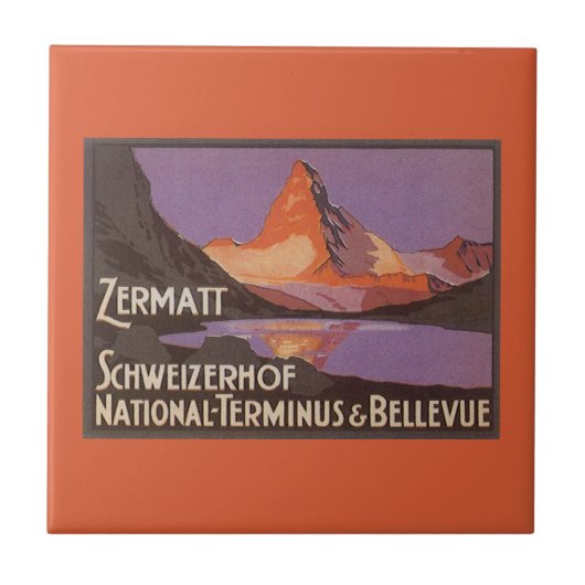Vintage Travel, Matterhorn Mountain in Zwitserland Tegeltje (Voorkant)