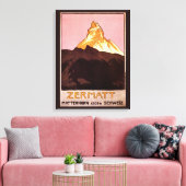 Vintage Travel, Matterhorn Mountain, Zwitserland Canvas Afdruk (Insitu (Woonkamer))