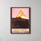 Vintage Travel, Matterhorn Mountain, Zwitserland Canvas Afdruk (Voorkant)