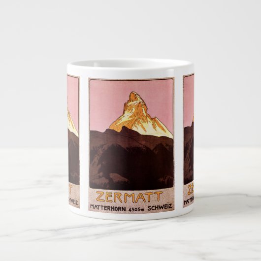 Vintage Travel, Matterhorn Mountain, Zwitserland Grote Koffiekop (Voorkant)