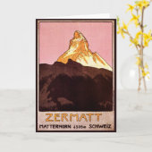 Vintage Travel, Matterhorn Mountain, Zwitserland Kaart (Gele Bloem)