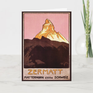 Vintage Travel, Matterhorn Mountain, Zwitserland Kaart