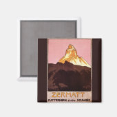 Vintage Travel, Matterhorn Mountain, Zwitserland Magneet (Voorkant / Achterkant)
