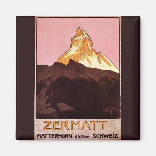 Vintage Travel, Matterhorn Mountain, Zwitserland Magneet (Voorkant)