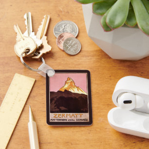Vintage Travel, Matterhorn Mountain, Zwitserland Sleutelhanger