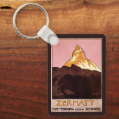 Vintage Travel, Matterhorn Mountain, Zwitserland Sleutelhanger (Voorkant)