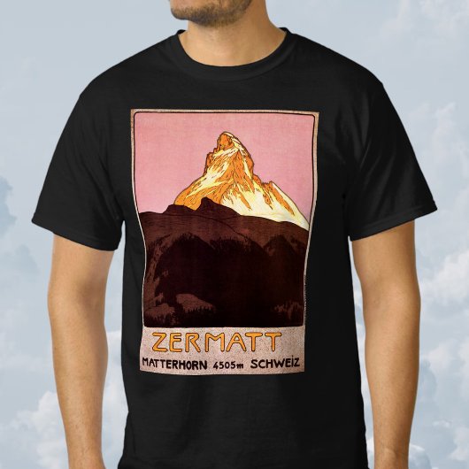 Vintage Travel, Matterhorn Mountain, Zwitserland T-shirt