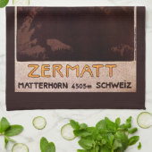 Vintage Travel, Matterhorn Mountain, Zwitserland Theedoek (Gevouwen)