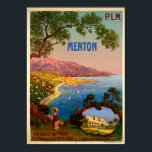 Vintage Travel - Menton - French Riviera Poster<br><div class="desc">Vintage Travel - Menton - French Riviera 1905 Het poster behoort tot het beroemde Franse Riviera, dat in opdracht van het PLM Paris Lyon Mediterranee Railway werd uitgevoerd. Het afbeelding van de grote kuststrook met de kalme blauwe oceaan en de jachten die er liggen, zet de scène echt op het...</div>