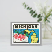 Vintage Travel Michigan MI Auto State Label Briefkaart (Staand voorkant)