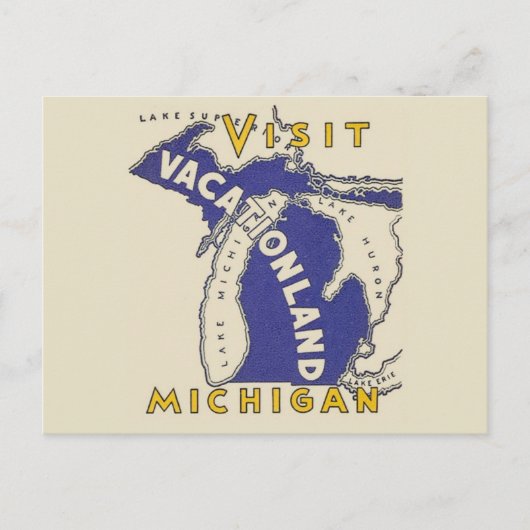 Vintage Travel - Michigan Vacationland Briefkaart (Voorkant)