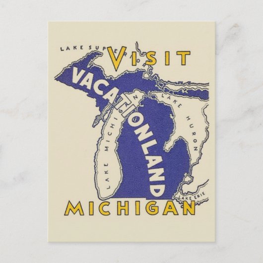Vintage Travel - Michigan Vacationland Briefkaart (Voorkant)