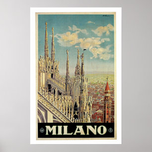 Vintage Travel, Milano Italië Poster