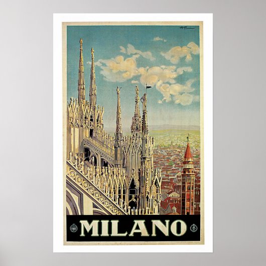 Vintage Travel, Milano Italië Poster (Voorkant)