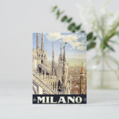 Vintage Travel Milano Italy Gothic Cathedral Duomo Briefkaart (Staand voorkant)