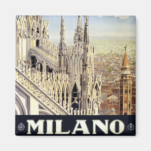 Vintage Travel Milano Italy Gothic Cathedral Duomo Magneet