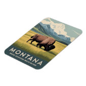 Vintage Travel Montana Bison Wildlife Retro Schild Magneet (Linkerzijde)