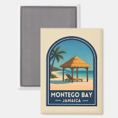 Vintage Travel Montego Bay Jamaica Beach Retro Magneet (Voorkant / Achterkant)