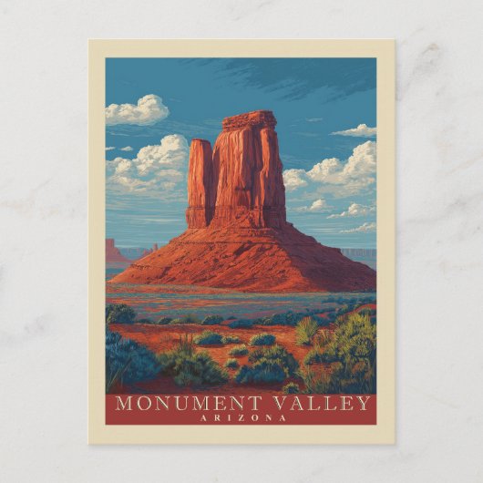 Vintage Travel Monument Valley Arizona Briefkaart (Voorkant)