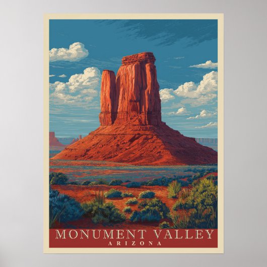 Vintage Travel Monument Valley Arizona Poster (Voorkant)
