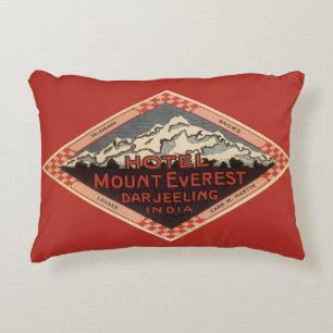 Vintage Travel, Mount Everest, Darjeeling India Accent Kussen