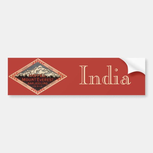Vintage Travel, Mount Everest, Darjeeling India Bumpersticker (Voorkant)