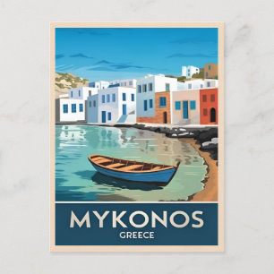 Vintage Travel Mykonos Griekenland Seaside Landsca Briefkaart