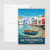 Vintage Travel Mykonos Griekenland Seaside Landsca Briefkaart (Voorkant / Achterkant)