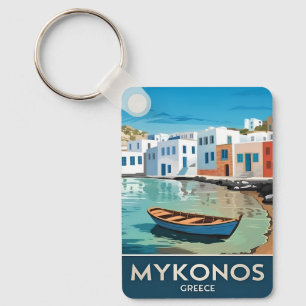 Vintage Travel Mykonos Griekenland Seaside Landsca Sleutelhanger