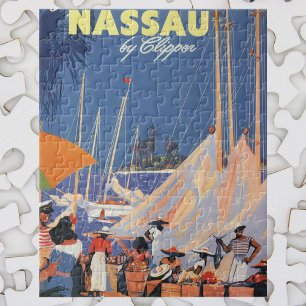 Vintage Travel, Nassau Harbour, Florida, Sailships Legpuzzel