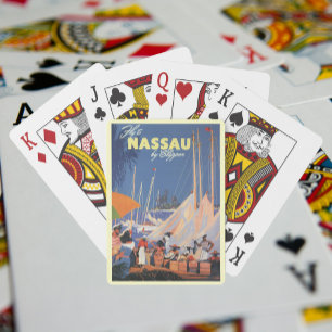 Vintage Travel, Nassau Harbour, Florida, Sailships Speelkaarten