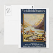 Vintage Travel - Nationaal Park Glacier Briefkaart (Voorkant / Achterkant)