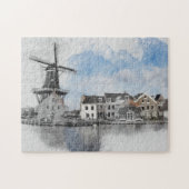 Vintage Travel Nederland en molen Legpuzzel (Horizontaal)