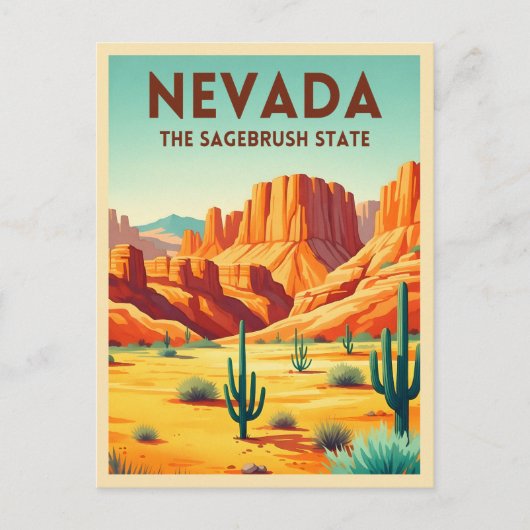 Vintage Travel Nevada Nature Landscape Retro Briefkaart (Voorkant)