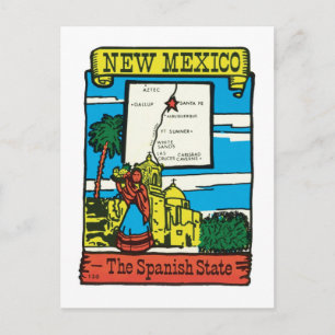 Vintage Travel New Mexico NM State Label Briefkaart