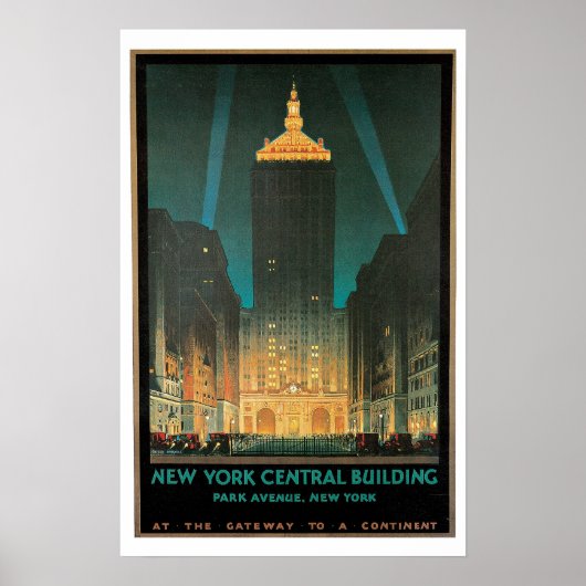 Vintage Travel, New York Central Building Poster (Voorkant)