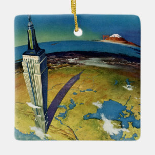 Vintage Travel New York City Empire State Building Keramisch Ornament