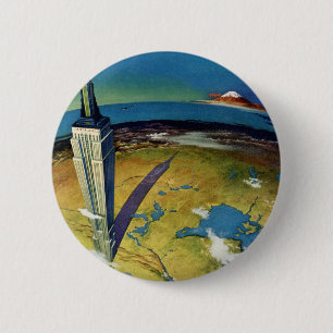 Vintage Travel New York City Empire State Building Ronde Button 5,7 Cm