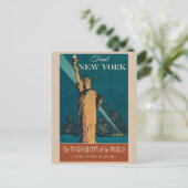Vintage Travel New York Vrijheidsbeeld Briefkaart (Staand voorkant)